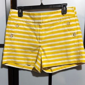 Ann Taylor Yellow and White Striped Cotton Shorts